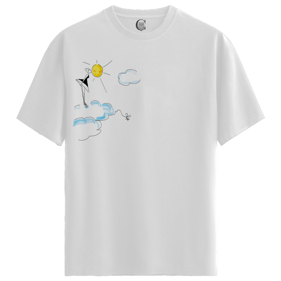 Cloud Steps - %100 Pamuklu Kadın Beyaz Tişört - Premium Quality