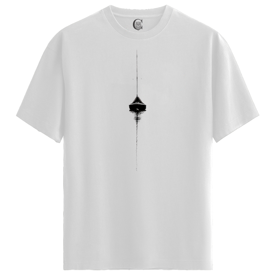 Silent Sail - %100 Pamuklu Erkek Beyaz Tişört - Premium Quality