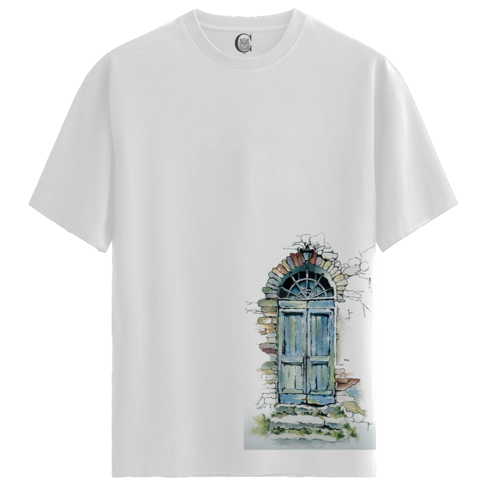 Stone Door - %100 Pamuklu Erkek Beyaz Tişört - Premium Quality