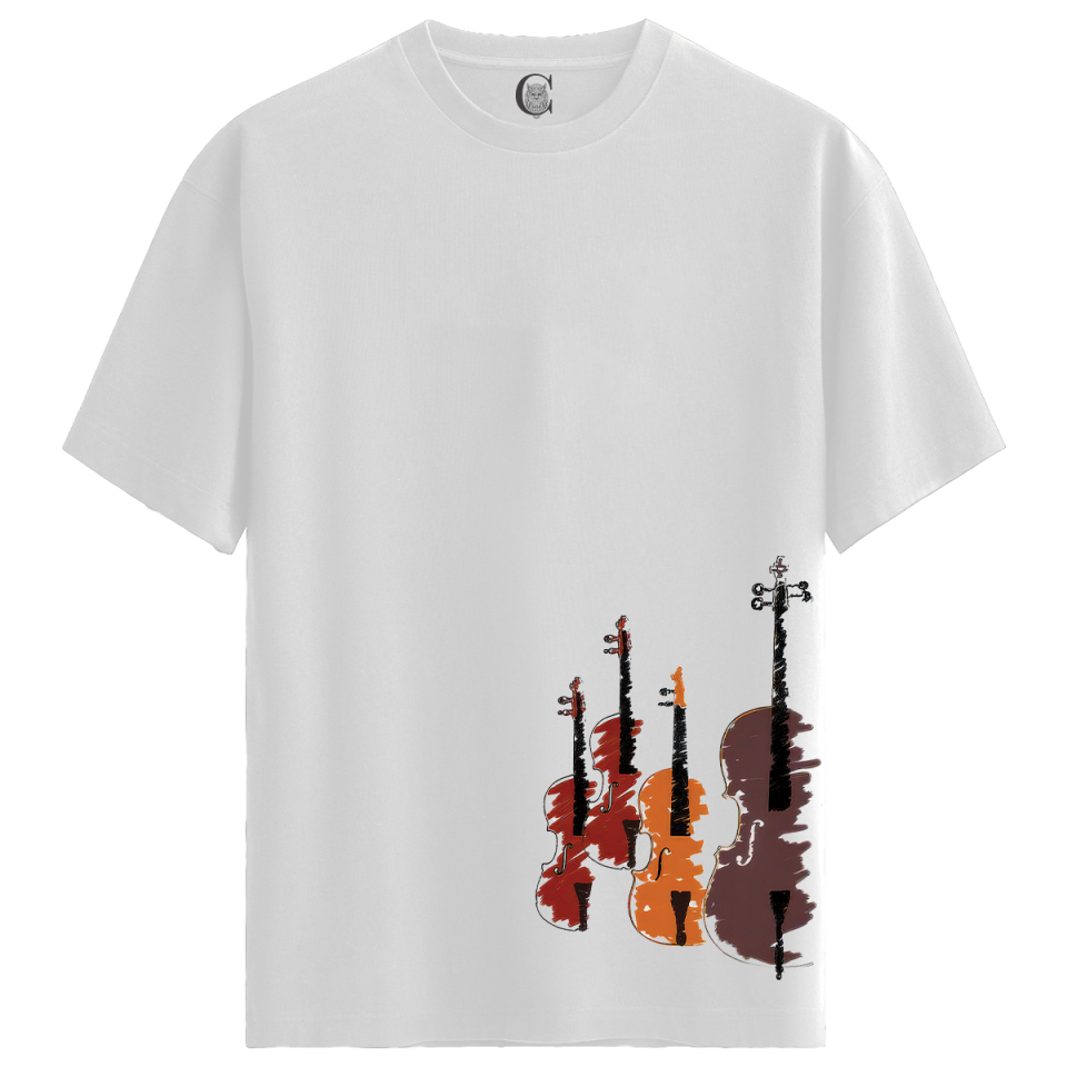 String Quartet - %100 Pamuklu Erkek Beyaz Tişört - Premium Quality