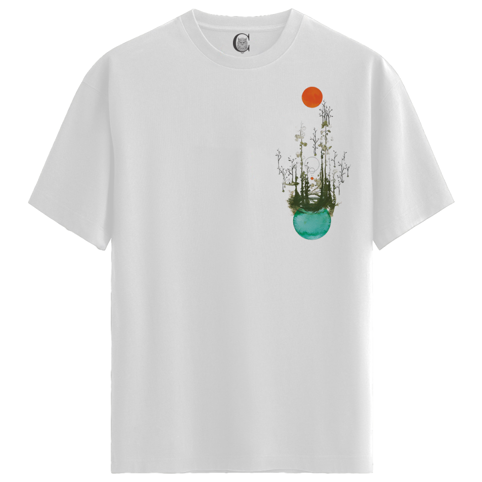 Surreal Forest - %100 Pamuklu Erkek Beyaz Tişört - Premium Quality