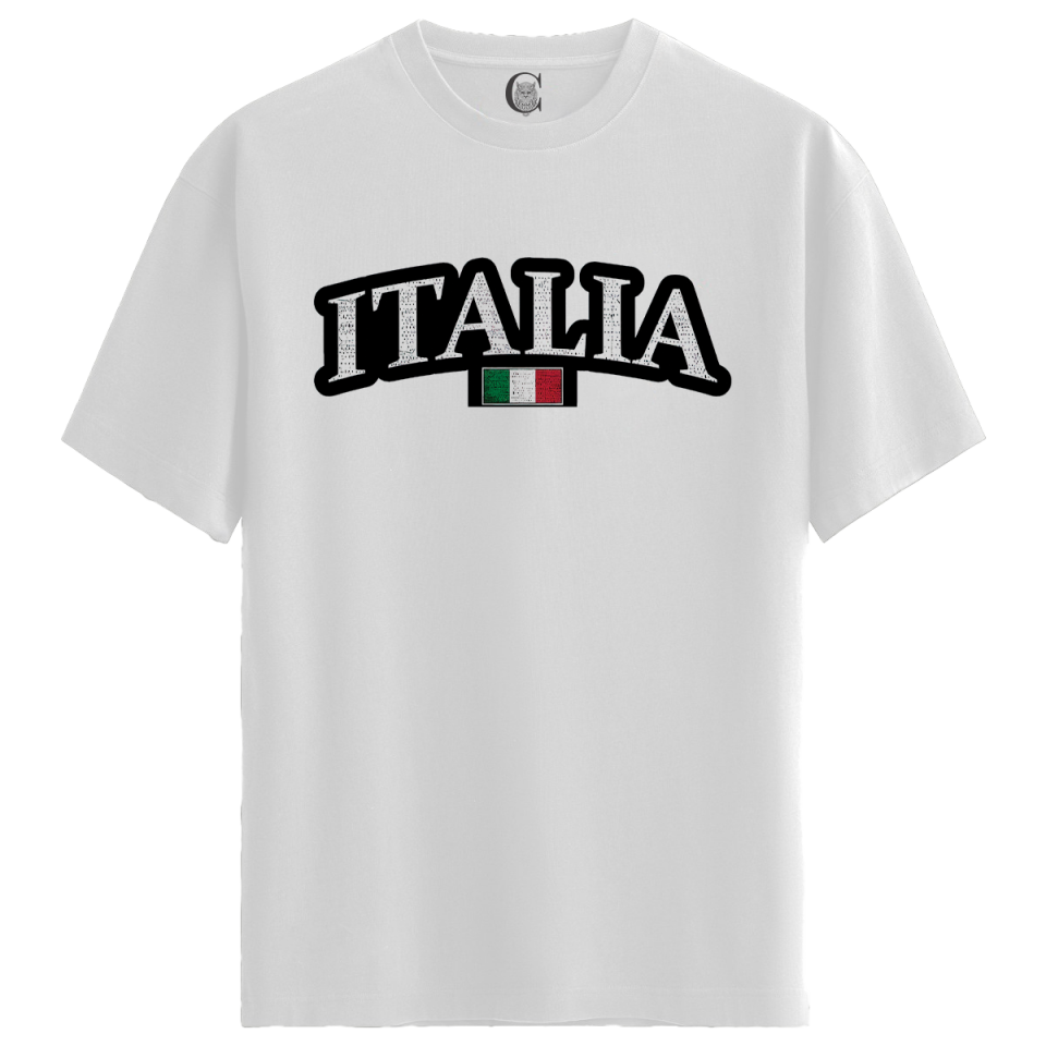 Italia Flag - %100 Pamuklu Kadın Beyaz Tişört - Premium Quality