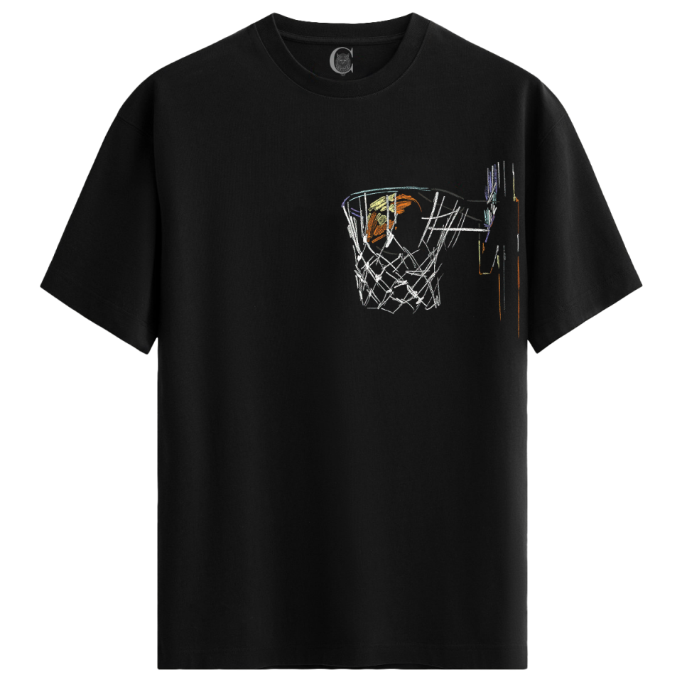 Basketball Sketch %100 Pamuklu Erkek Siyah Tişört - Premium Quality