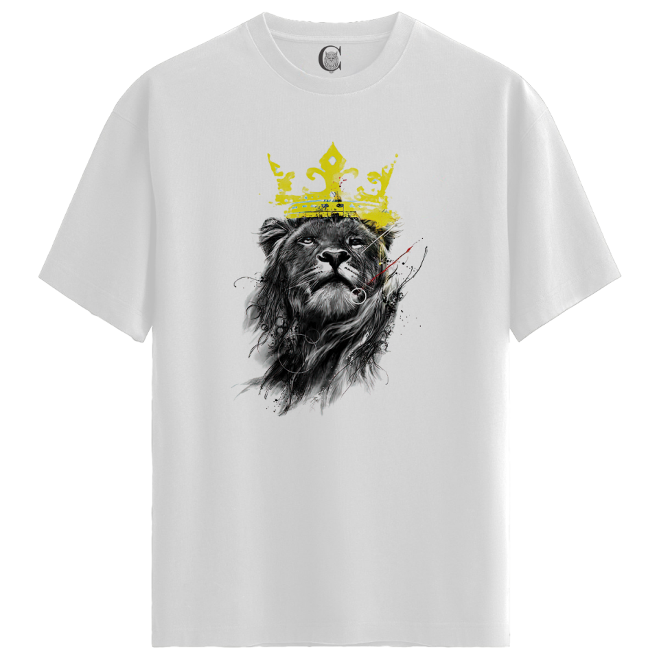 King Instinct - %100 Pamuklu Erkek Beyaz Tişört - Premium Quality