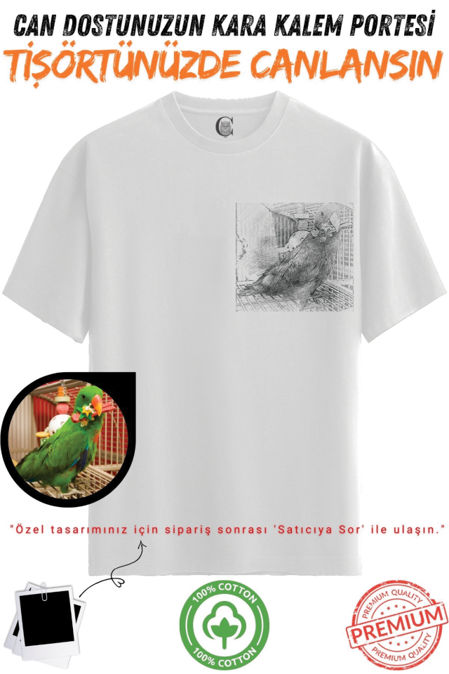 Kişiye Özel Karakalem Tişört | Fotoğraftan Baskı | Aile Evcil Hayvan Tasarım | %100 Pamuk Unisex v8