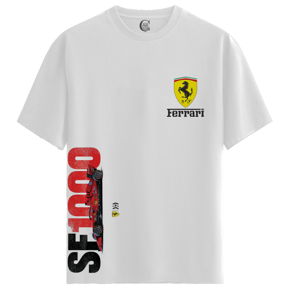 Ferrari SF1000 Legacy – %100 Pamuklu Erkek Beyaz Tişört – Premium Quality