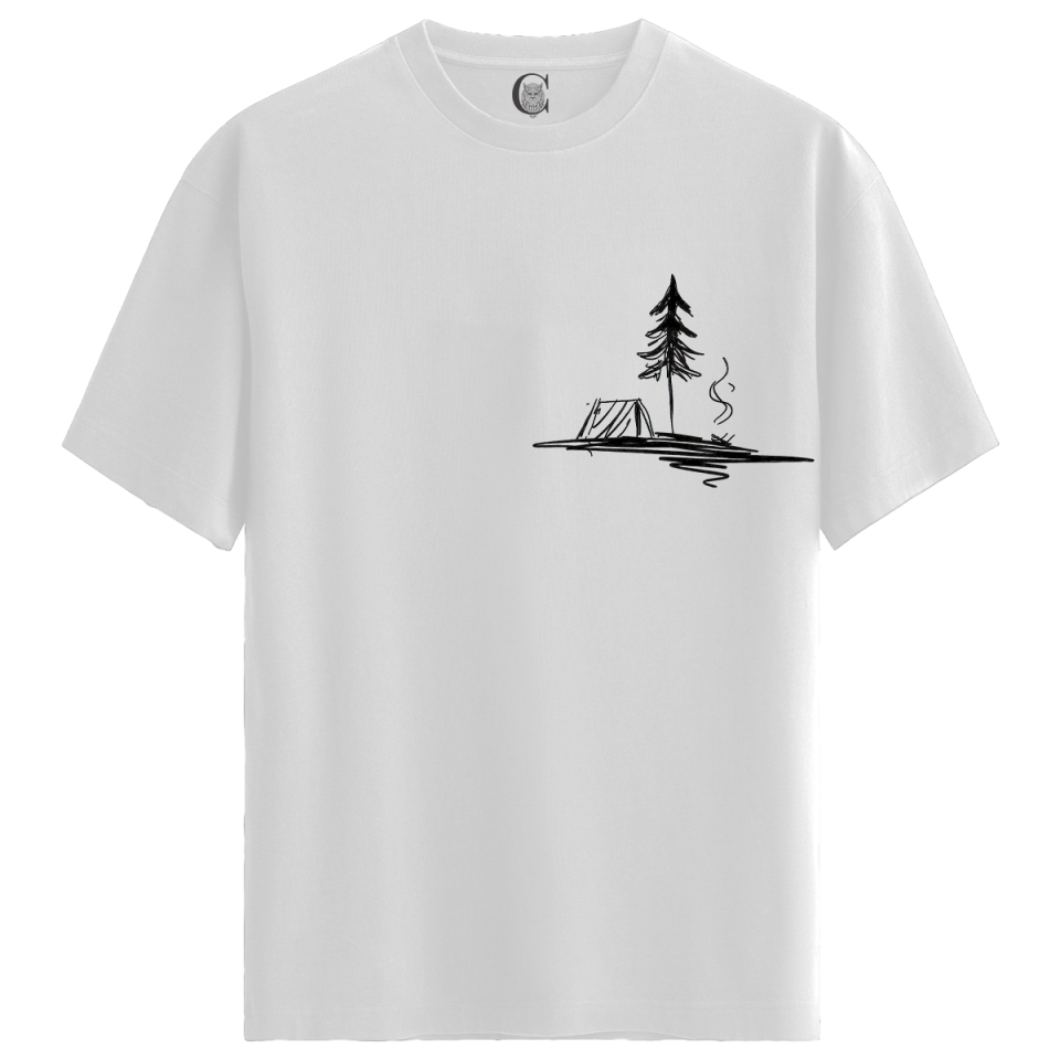 Campfire Night - %100 Pamuklu Kadın Beyaz Tişört - Premium Quality